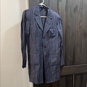 Sophisticated Navy Blue Louben Linen Women's Blazer